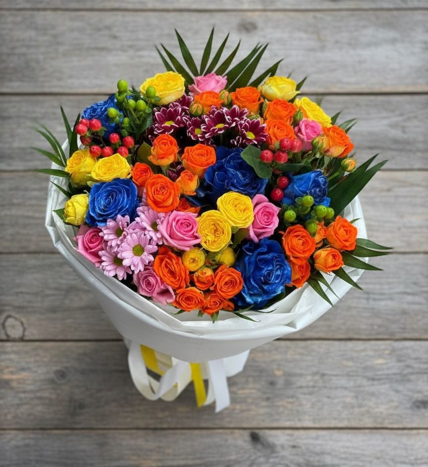 Букет цветов из: Розы и Хризантемы в Першино