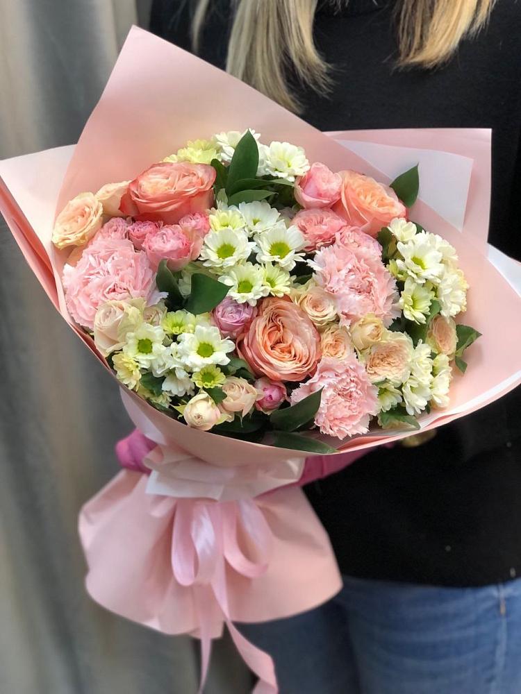 Букет цветов из: Гвоздики, Розы и Хризантемы в Першино