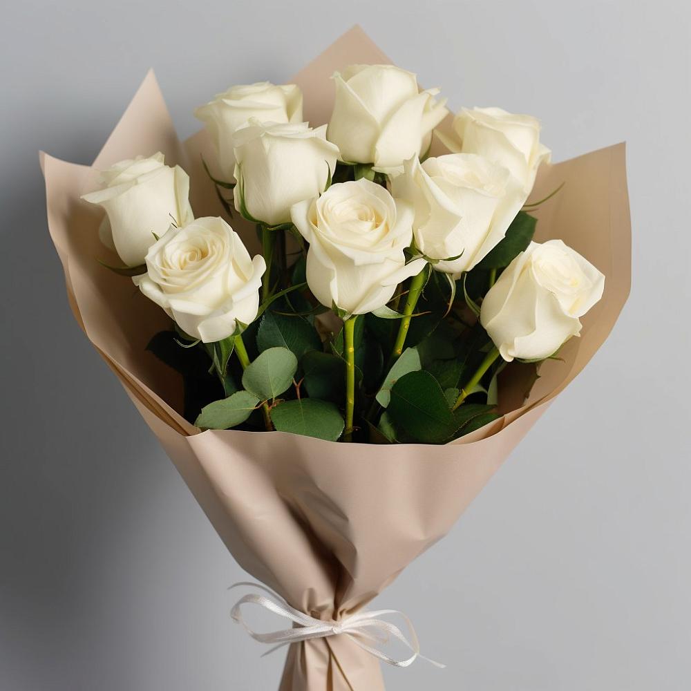 Букет 9 Белых роз Эдлесс Лав в Першино