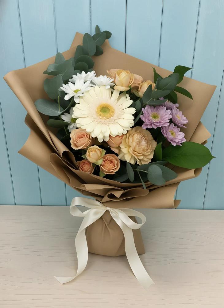 Букет цветов из: Герберы и Хризантемы в Першино