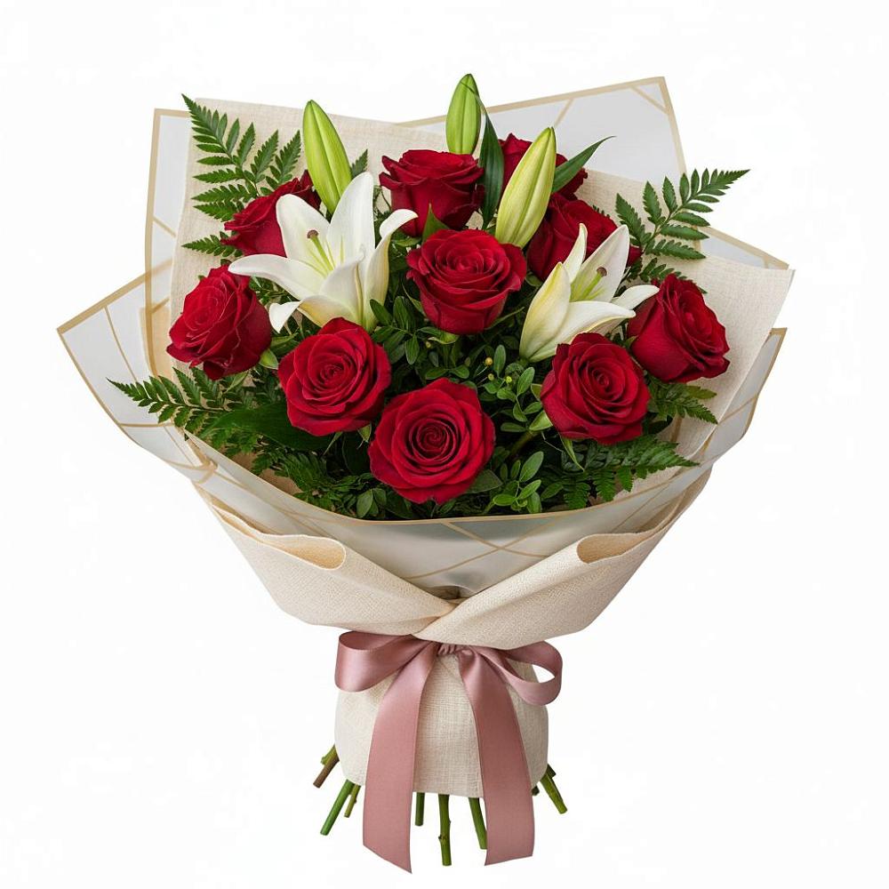 Букет цветов из: Лилии и Розы в Першино