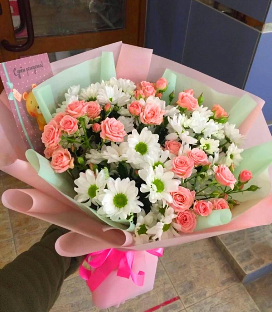 Букет цветов из: Розы и Хризантемы в Першино