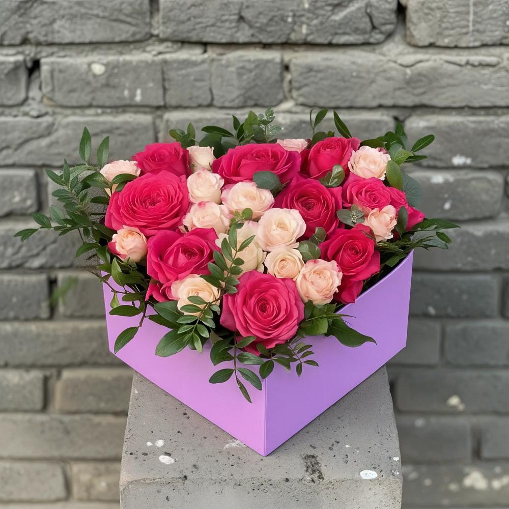 Цветочная композиция из Розы в коробке в Першино