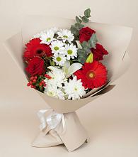 Букет цветов из:  Розы, Хризантемы, Герберы и Лилии #REPLACE_PRED# Першино