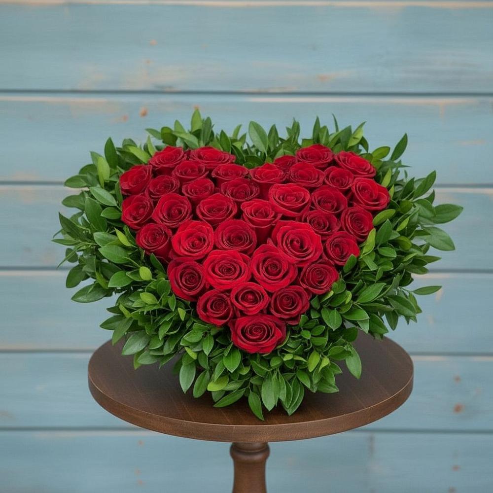 Цветочная композиция из Розы в виде сердца в Першино