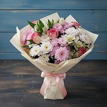 Букет цветов из:  Хризантемы, Альстромерии и Розы в Першино