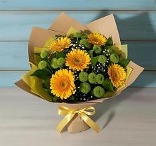 Букет цветов из:  Герберы и Хризантемы в Першино