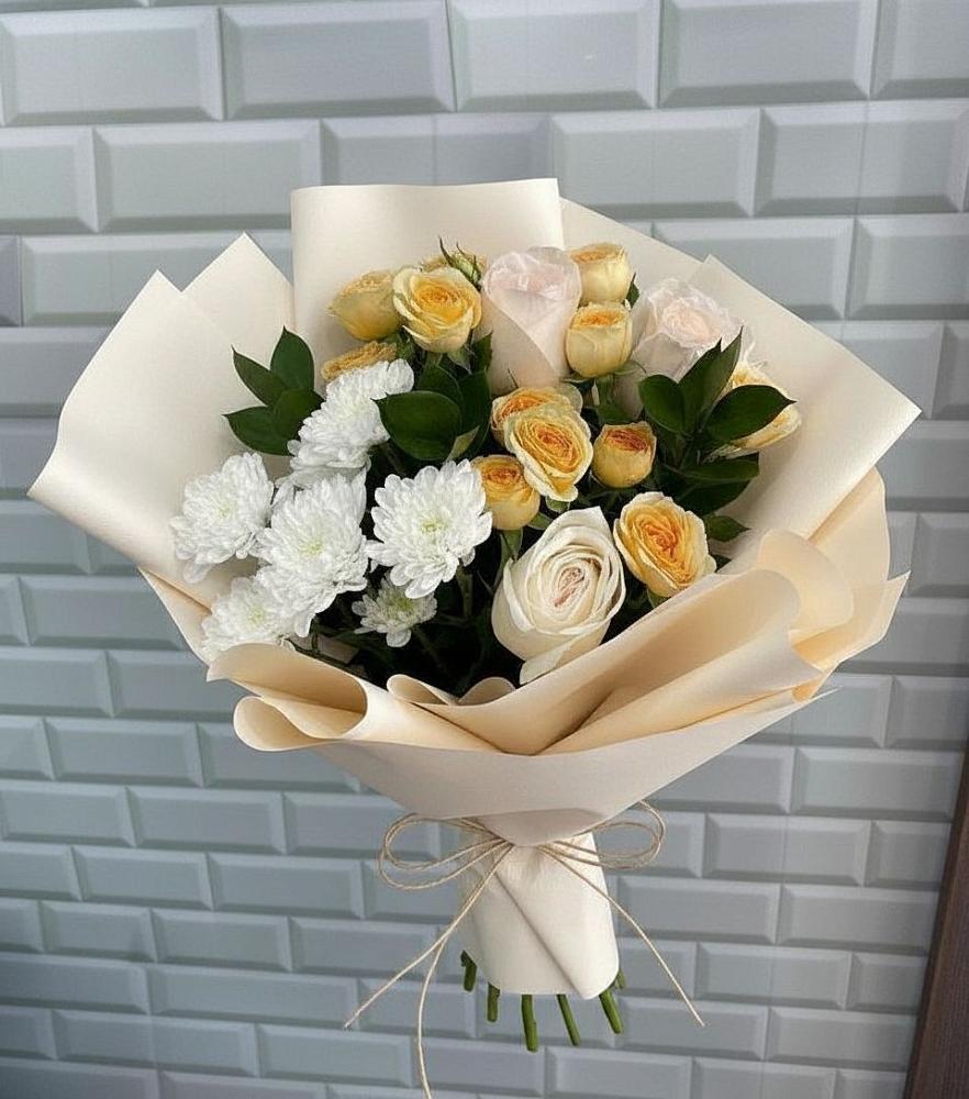 Букет цветов из: Розы и Хризантемы в Першино