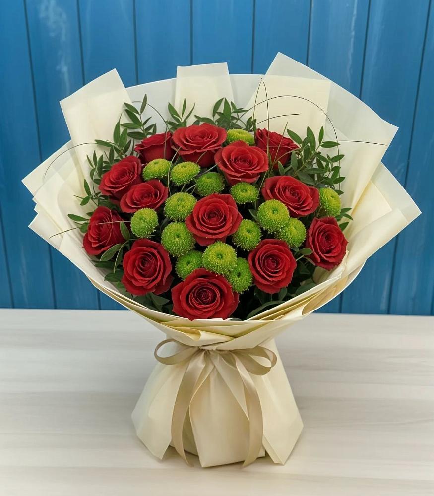 Букет цветов из: Розы и Хризантемы в Першино