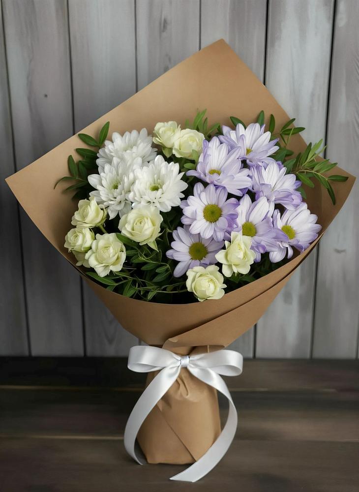 Букет цветов из: Хризантемы и Розы в Першино